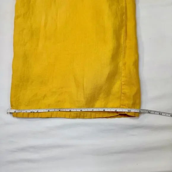 J Jill Love Linen Wide Leg Capri Pant Mustard Sun Yellow Women’s Medium Boho - Picture 5 of 16